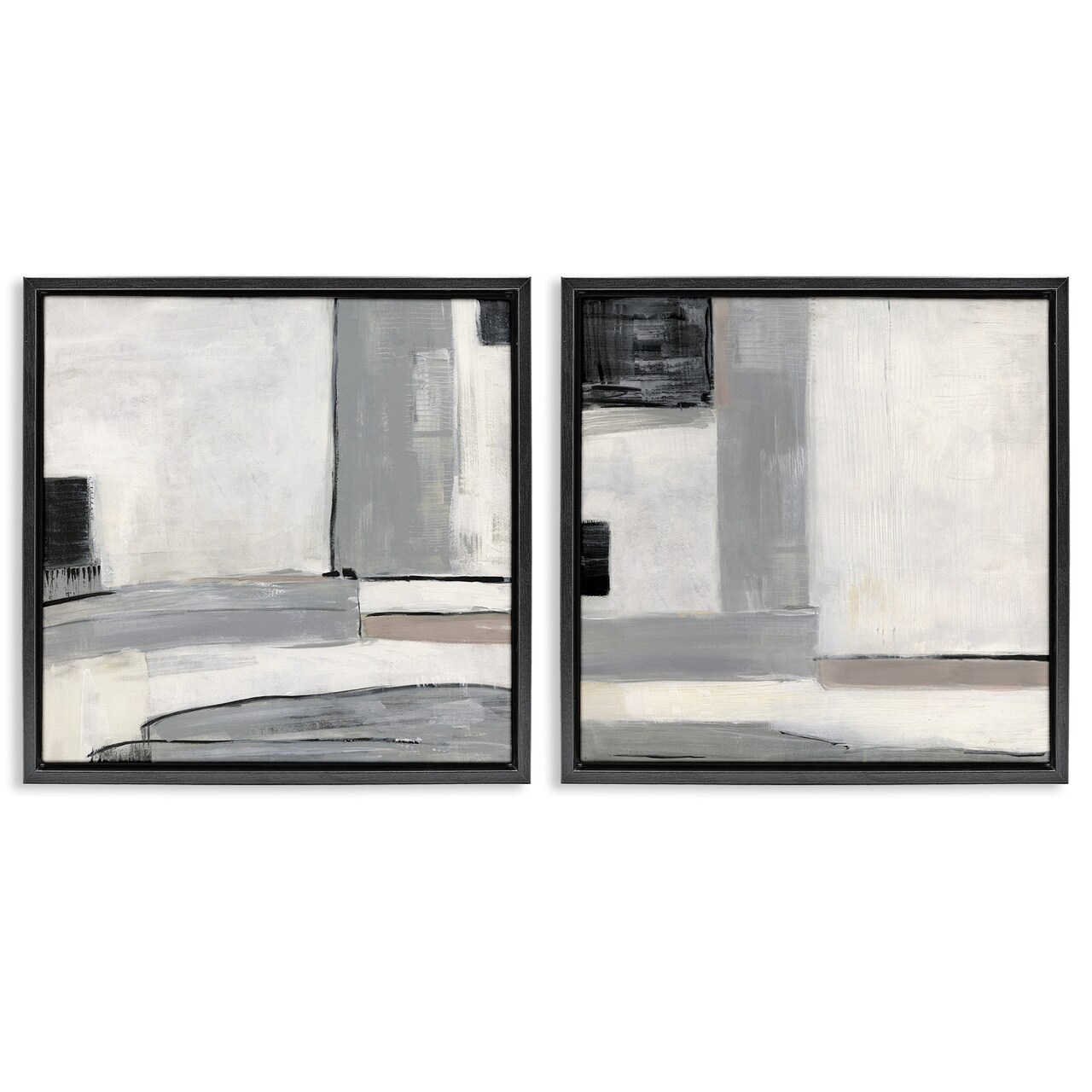 Stupell Industries Industrial Abstract Grey Geometric Framed Floater Canvas Wall Art